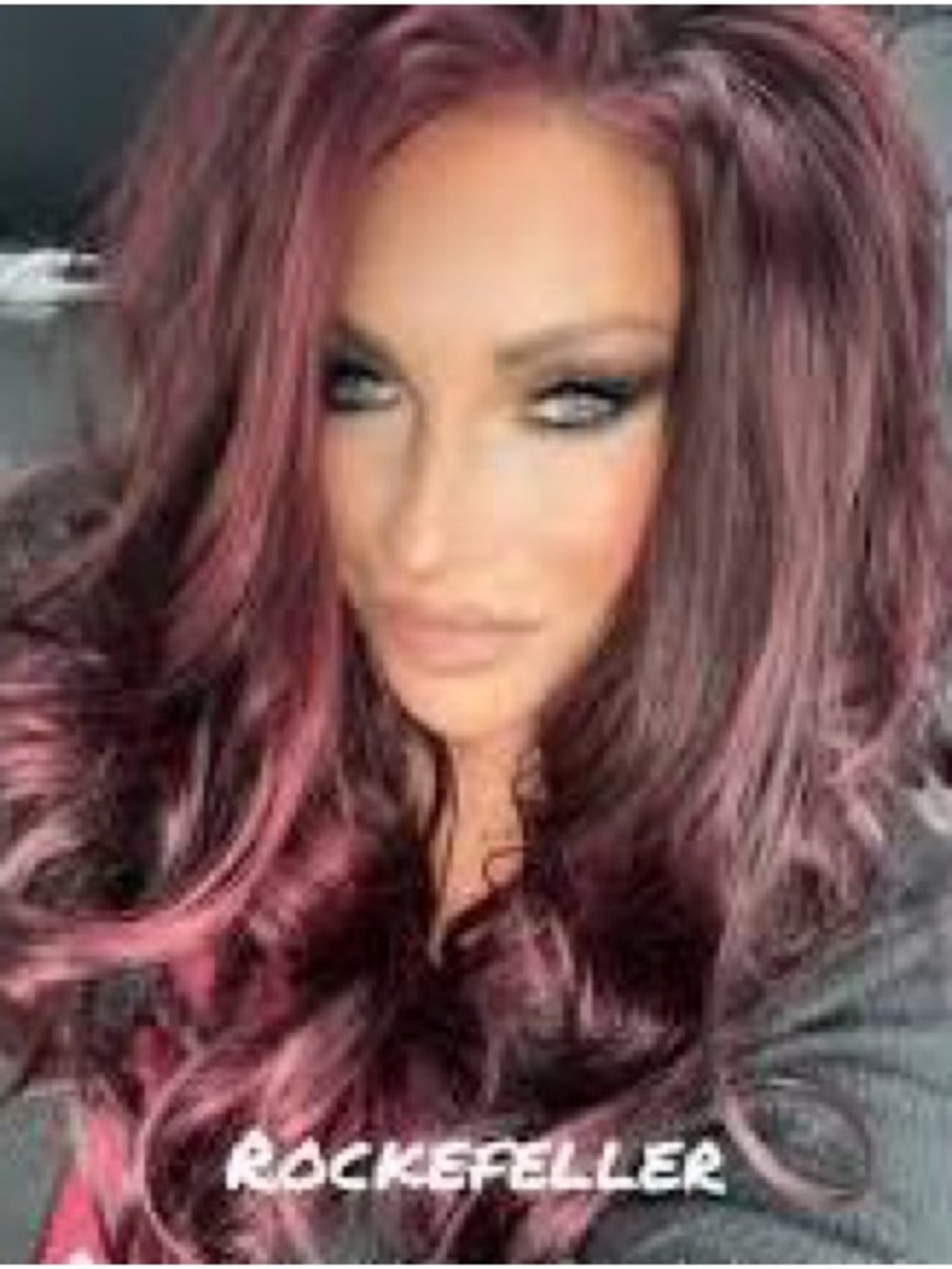 Rockefeller Burgundy Pink Highlight Long Wavy Women's Wig